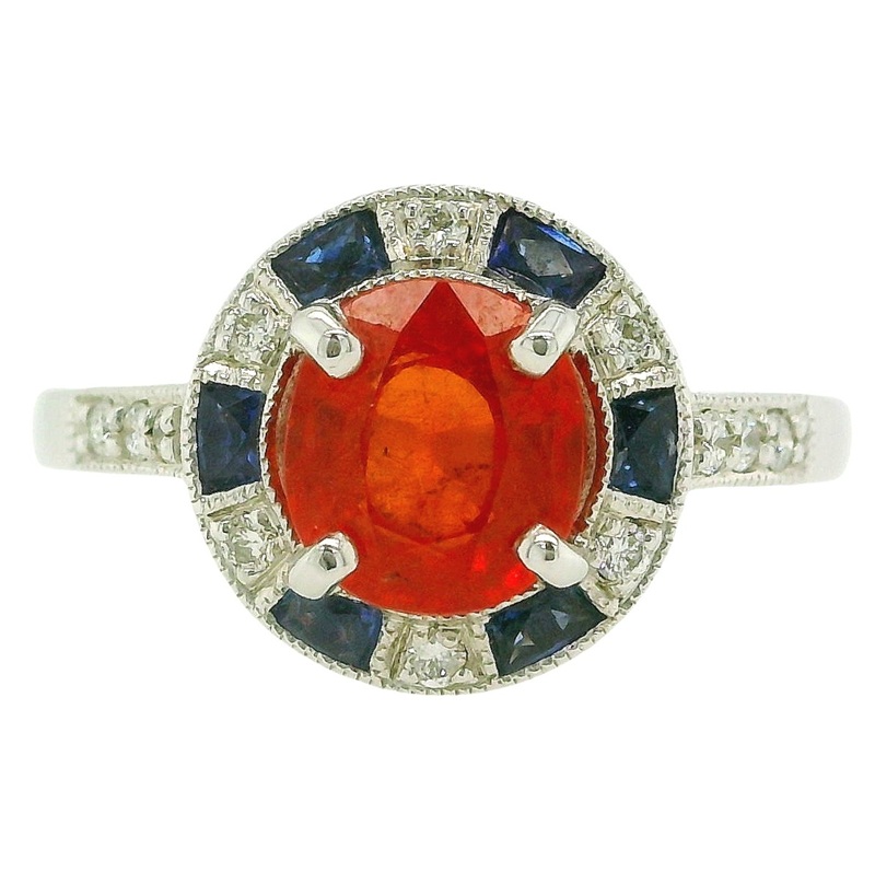 Round Sapphire Spirit Ring in 14K White Gold